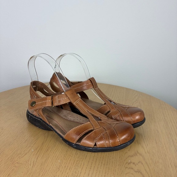 Rockport Shoes - Rockport Cobb Hill Womens Tan Leather Fisherman Sandals Mary Jane Women's 6.5